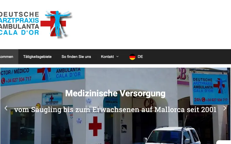 Deutscher Arzt Mallorca: Ambulanta – Deutsche Arztpraxis Cala d'Or – Website-Ansicht