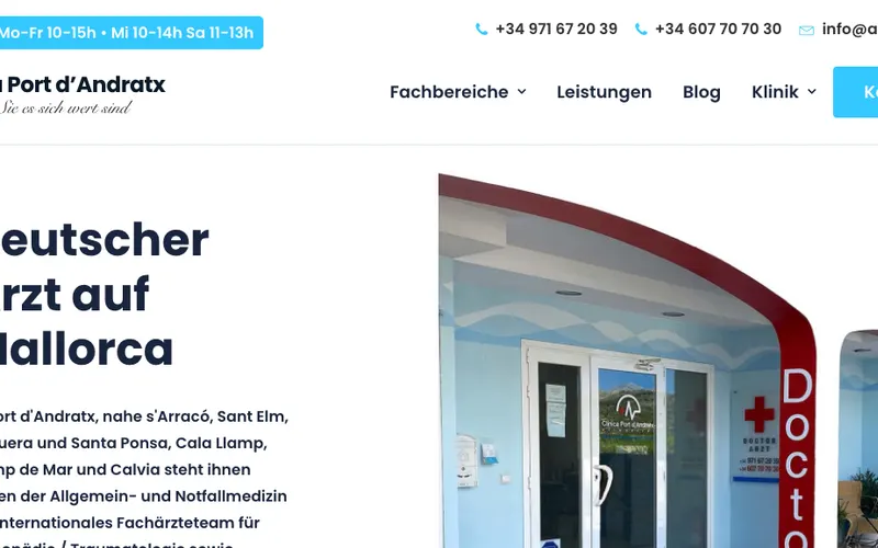 Deutscher Arzt Mallorca: Clínica Port d'Andratx – Allmedica – Website-Ansicht