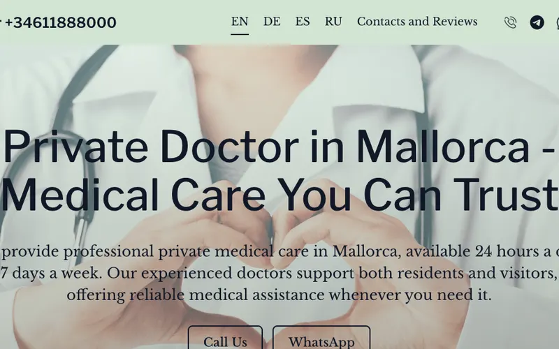 Deutscher Arzt Mallorca: Doctor Balear – Website-Ansicht