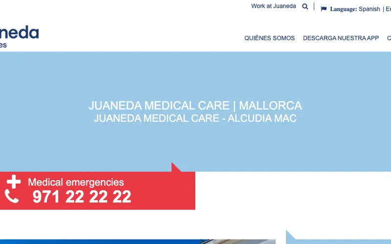 Deutscher Arzt Mallorca: Juaneda Medical Care – Alcudia MAC – Website-Ansicht