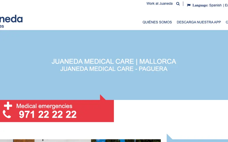 Deutscher Arzt Mallorca: Juaneda Medical Care Paguera – Website-Ansicht