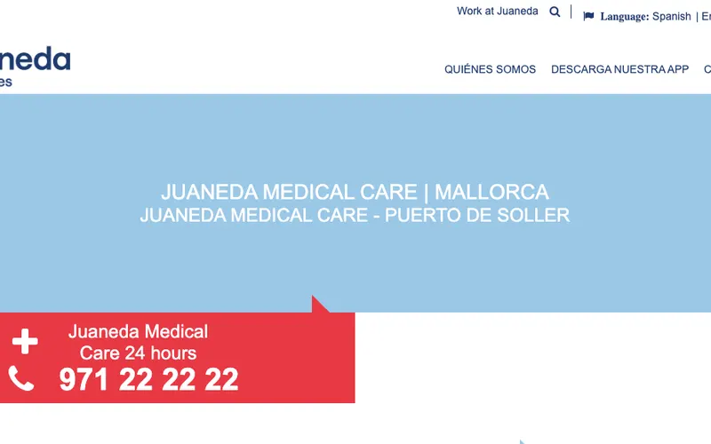 Deutscher Arzt Mallorca: Juaneda Medical Care – Puerto de Sóller – Website-Ansicht