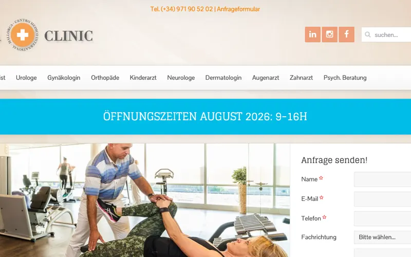 Deutscher Arzt Mallorca: Palma Clinic - Deutsches Facharztzentrum – Website-Ansicht