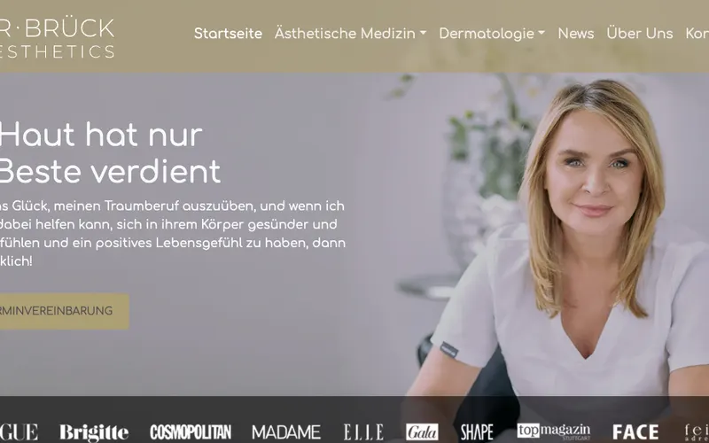 Hautarzt Mallorca: Hautarztpraxis Dr. Monika Brück (Dr. Brück Skinmed SL) – Website-Ansicht