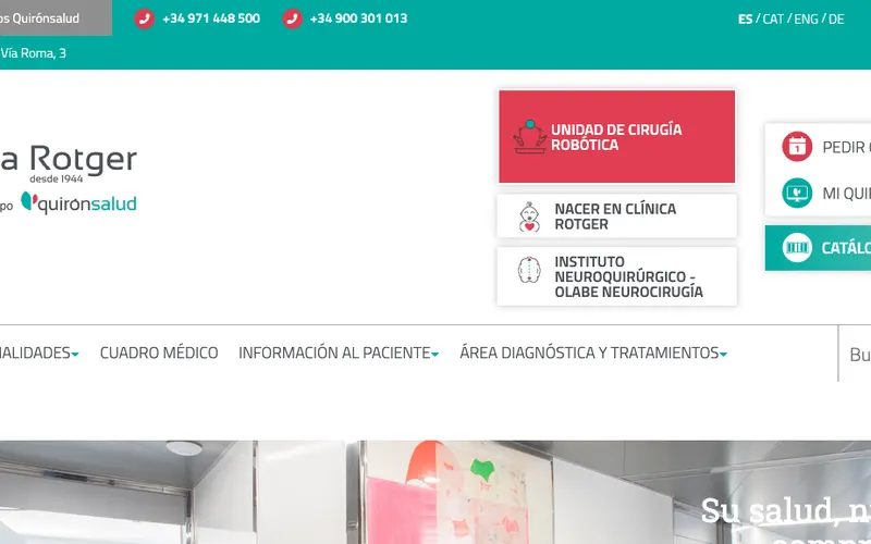 Longevity Mallorca: Clínica Rotger Quirónsalud – Website-Ansicht