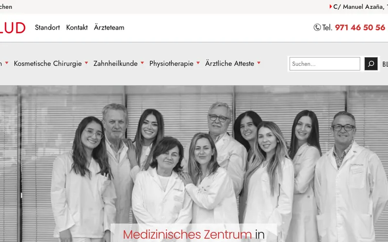Schönheitschirurgie Mallorca: CENSALUD Palma Clinic – Website-Ansicht