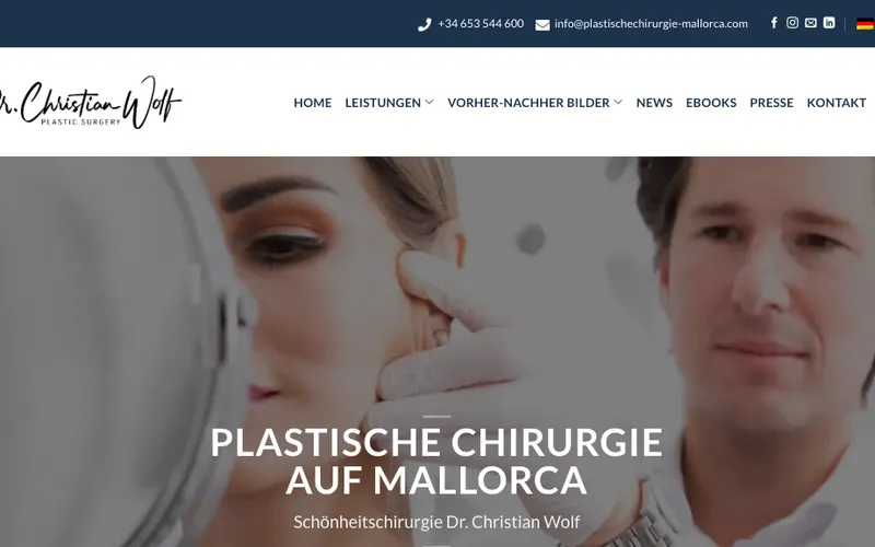 Schönheitschirurgie Mallorca: Plastische Chirurgie Mallorca – Dr. Christian Wolf – Website-Ansicht