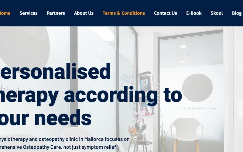 Sportorthopäde Mallorca: Care 4 Health - Sports Physiotherapy Santa Ponsa – Website-Ansicht