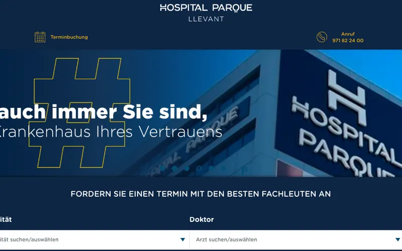 Sportorthopäde Mallorca: Hospital Parque Llevant (Hospital de Llevant) – Website-Ansicht