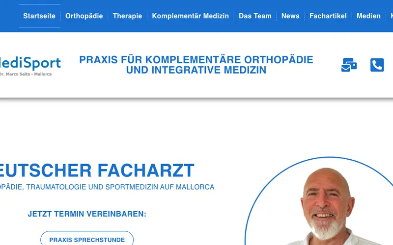 Sportorthopäde Mallorca: MediSport Mallorca – Dr. Marco Seita – Website-Ansicht