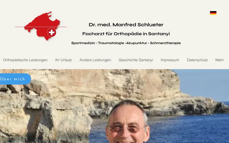 Sportorthopäde Mallorca: Orthopädie Santanyi – Dr. Manfred Schlüter – Website-Ansicht