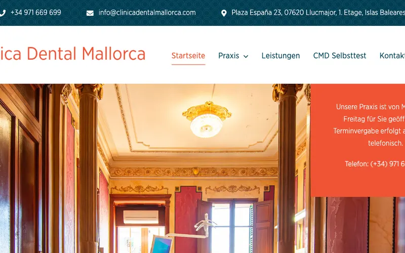 Zahnarzt Mallorca: Clínica Dental Mallorca - Dr. Astrid Seyfried – Website-Ansicht