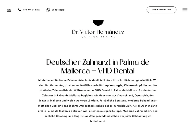 Zahnarzt Mallorca: VHD Dental – Website-Ansicht