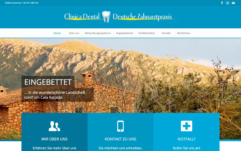 Zahnarzt Mallorca: Clinica Dental – Deutsche Zahnarztpraxis Lutz M. Meyer – Website-Ansicht